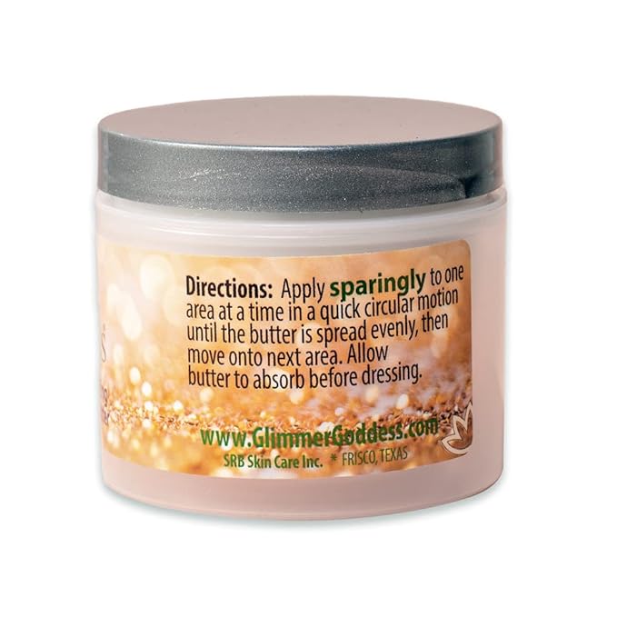 GLIMMER GODDESS Organic Whipped Body Butter - Super Level 3 Gold Shimmer - Moisturizing & Nourishing Skincare with Natural Ingredients - Luxurious Glow & Hydration for All Skin Types - 4.0 oz