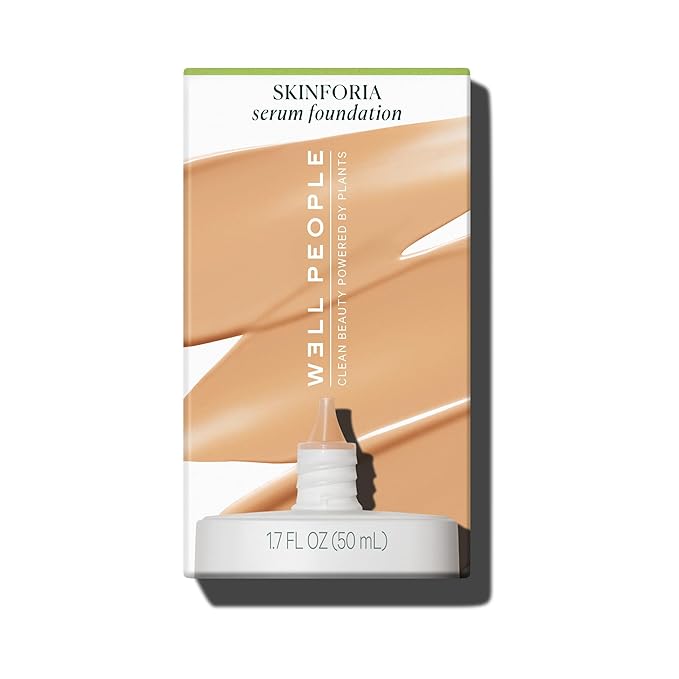 Well People Skinforia Serum Foundation, Lightweight Tinted Formula Hydrates, Smooths, and Evens Skin Tone with Birch Sap and Mushroom Complex, Long-Lasting, Natural Finish, 24 Light Medium Neutral