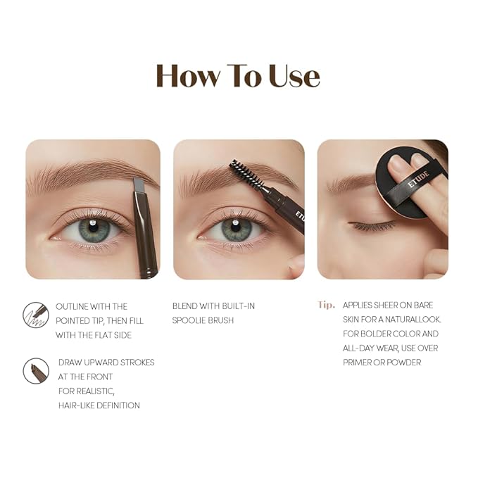 ETUDE Drawing Eye Brow Pro (Gray) Eyebrow Pencil for women, Microblading, Long Lasting, Soft Textured Natural Daily Look, Korean Makeup, Beauty (0.008 Ounce)