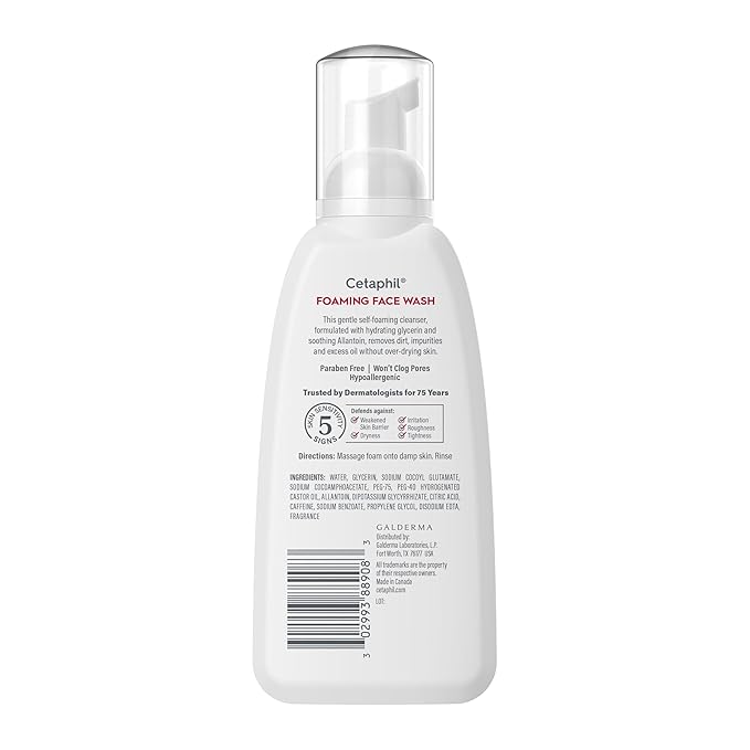 Cetaphil Redness Relieving Foaming Face Wash For Sensitive Skin, 8 Fl Oz, Gently Cleanses & Calms Sensitive Skin Without Over Drying, (Packaging May Vary)