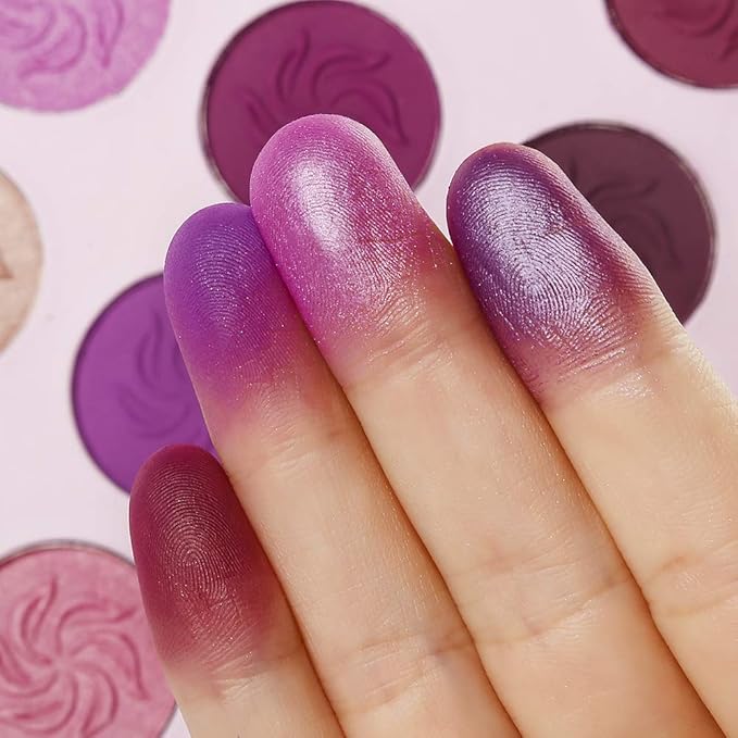 Afflano Purple Eyeshadow Palette Makeup Matte Glitter, Highly Pigmented Pink Eye Makeup Pallet, Dream Purple Pink Dark Red Violet Cute Bright Shimmer Travel Eyeshadow Pallet for Girl Women