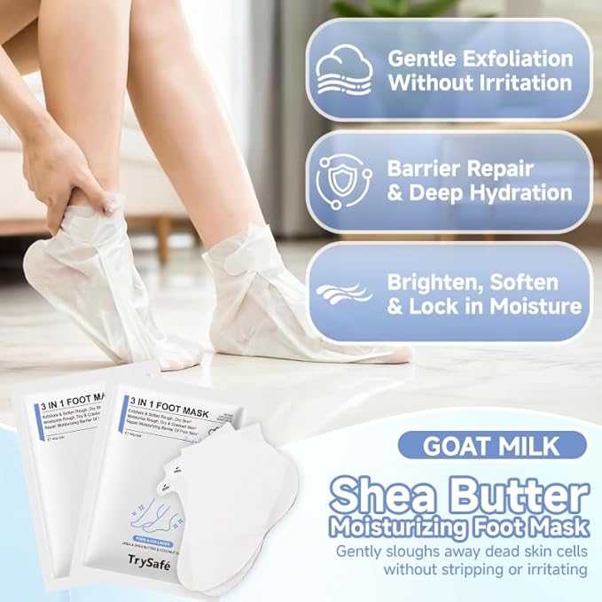 4Pairs PDRN & Collagen & Niacinamide Foot Mask | Foot Peeling and Dead Skin Removal*, Relief Dry and Cracked Feet Skin | Urea, Shea butter, Coconut oil, Salicylic Acid, Hyaluronic | Korean Feet Care
