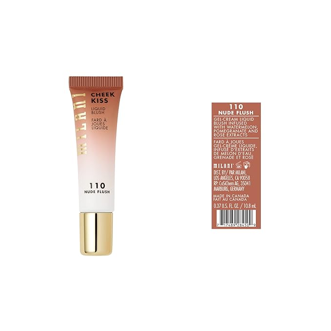 Milani Cheek Kiss Liquid Blush Makeup, Lightweight, Blendable & Buildable for Radiant Flushed Cheeks, Skin-Loving Formula - Nude Flush