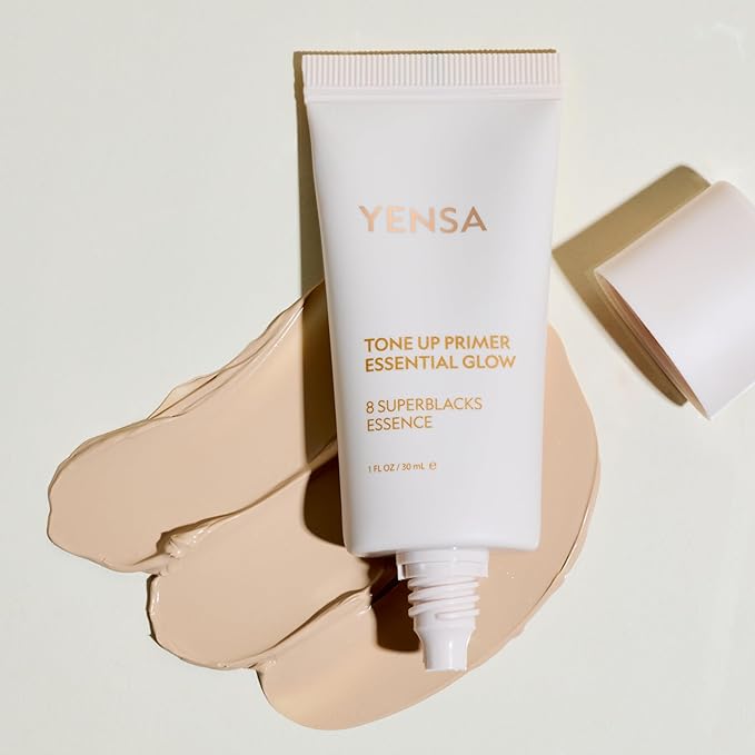 YENSA Tone Up Essential Glow Primer for Face - Brightening & Blurring Makeup Primer - Makeup Base Infused with Superfood Ingredients - Minimizes Appearance of Pores - Satin-Sheen Finish (1 Fl oz)