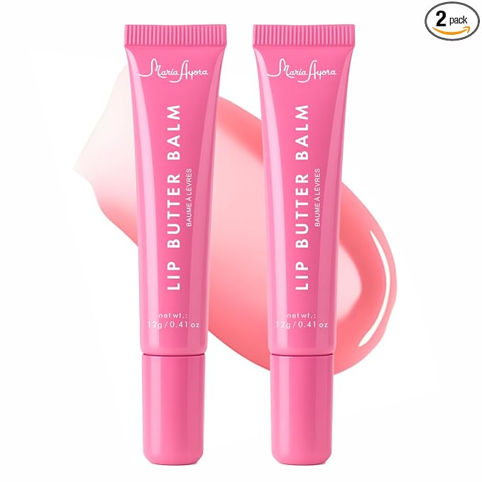 Deep Hydrating Lip Butter Balm - Hydrating Lip Treatment with Glossy Finish, Shea Butter, Vitamin E, Peptides & Hyaluronic Acid - Vegan, Non-Sticky, Lip Care - 2 Pack (Sheer Pink-Unscented)