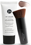 Jerome Alexander My Color Self-Adjusting Foundation, Hydrating & Lightweight Face Makeup, Skincare-Infused, with Kabuki Brush, Dark, 1 oz