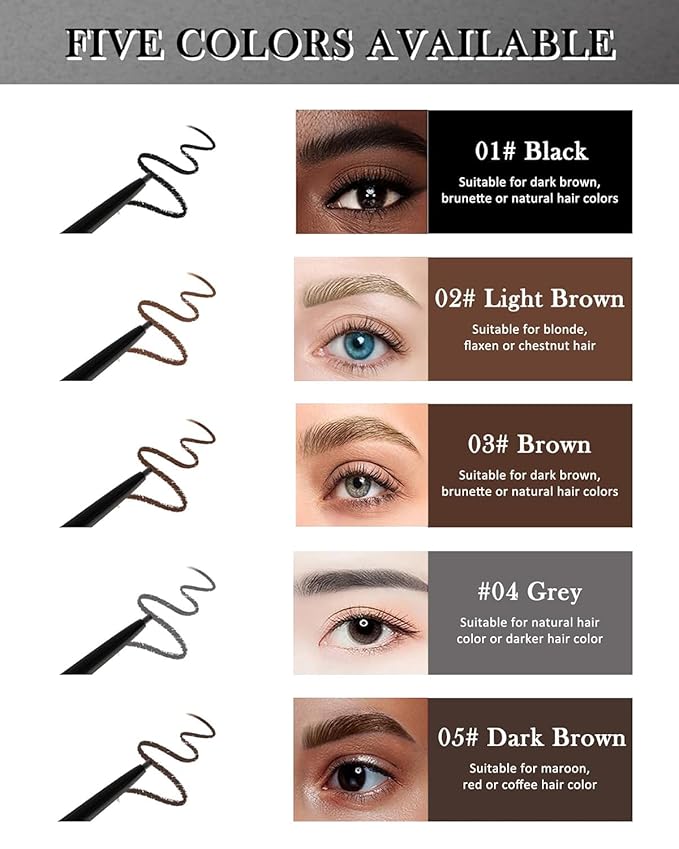 FÓLKI COSMETIC-Eyebrow Retractable Definer Pencil, Micro Brow Pencil, Precise Eyebrow Pencil,Long Lasting Eye Brow Pencil for Soft Textured Natural Daily Look Eyebrow Makeup (5#Dark brown)