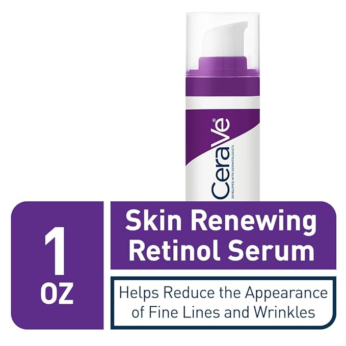 CeraVe Anti Aging Retinol Serum For Face, Encapsulated Retinol With Hyaluronic Acid, Niacinamide & Ceramides, Smooths Wrinkles & Fine Lines, Gentle Skin Brightening Serum, Fragrance Free, 1 Oz