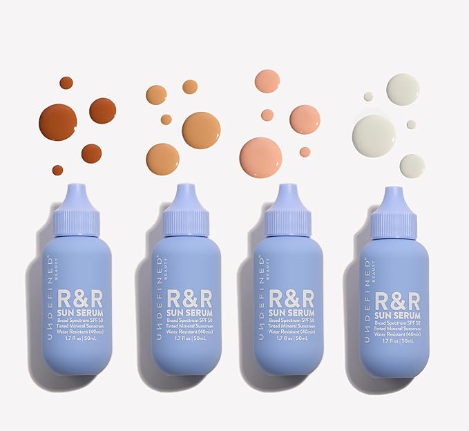 Undefined R&R Sun Serum SPF 50 PA++++ Tinted Mineral Sunscreen with Niacinamide, Water Resistant Broad Spectrum Protection & Blue Light Defense (Medium Tint)