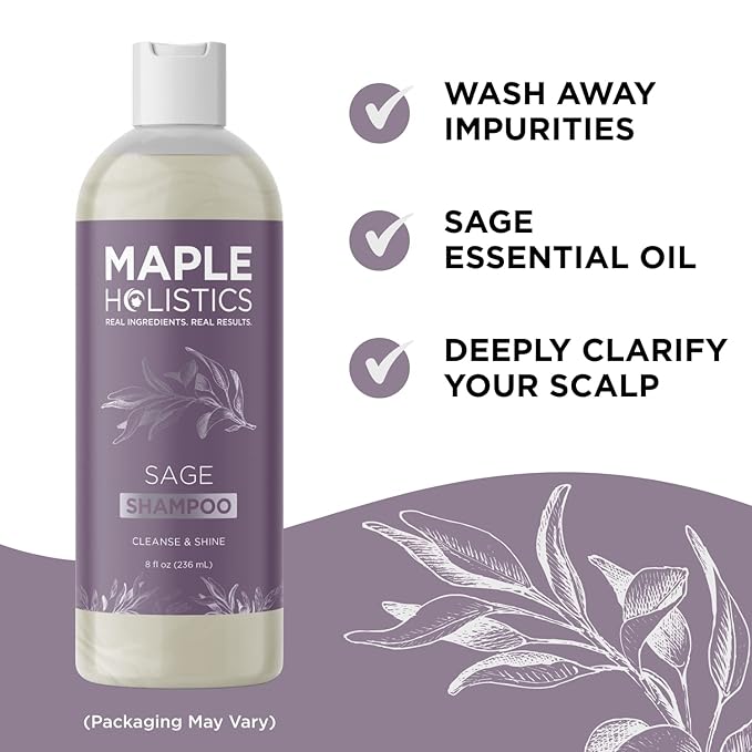 Sage and Rosemary Shampoo Sulfate Free - Sage Oil Clarifying Shampoo for Build Up and Scalp Moisturizer - Oily Hair Shampoo for Greasy Hair and Dry Scalp Treatment with Essential Oils for Hair