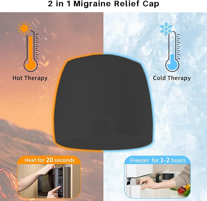 my novel things Migraine Relief Cap, Headache Relief Cap 2PCS with Gel Eye Mask, Hot Cold Therapy Ice Cap, Cooing for Head Sinus, Puffy Eyes, Tension and Stress Relief Gift Set for Men Women
