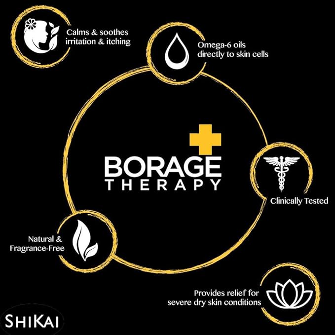 ShiKai Borage Therapy Dry Skin Lotion Body Moisturizer (16 oz) Unscented Skincare | Hydrating Lotion for Dry Hands & Body | With Oatmeal & Shea Butter