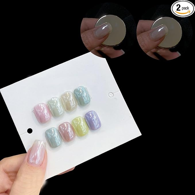 2Pcs Moonlight White Chrome Nail Powder, Magic Clear Pearlescent Mirror Effect Nail Glitter Powder, Pearl Chrome Pigment for Nail Art Decoration