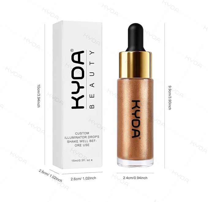KYDA Liquid Highlighter Drops, Radiant Glow Liquid Bronzer for Face & Body, Glow Bronzing Drops with Skincare Formula, Buildable Shimmer Face Makeup, Bronzer