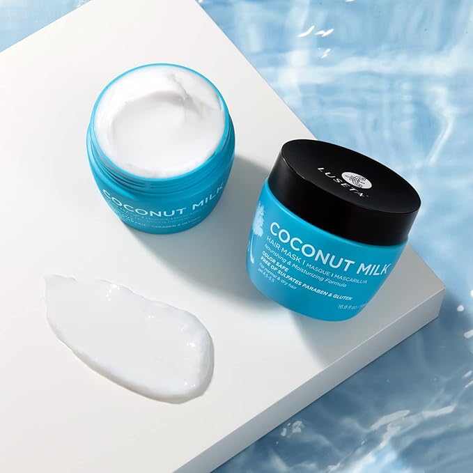 Luseta Coconut Milk Hair Mask 16.9 oz Hydrating Hair Treatment for Dry Damaged Hair – Deep Conditioner for Split Ends and Breakage, Intense Hydration at Home