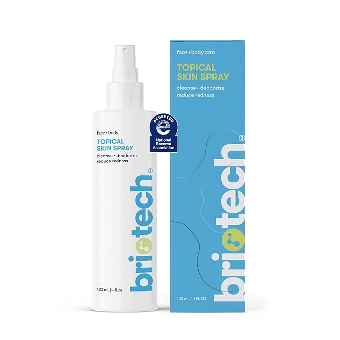 BRIOTECH Topical Skin Spray, Hypochlorous Acid Spray for Sensitive Skin, HOCl Facial Mist, Full Body Support Against Irritation, Calm Redness, Soothe Foot & Scalp, 4 oz