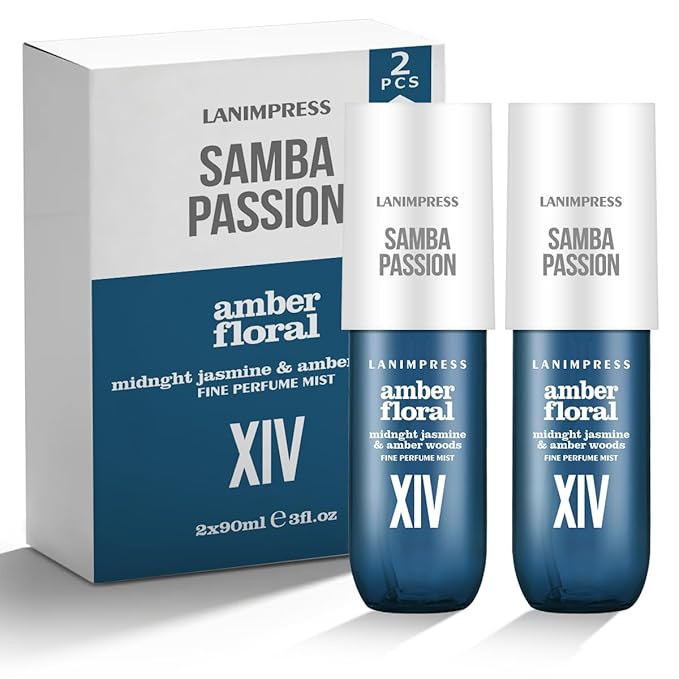 2 Pack 6 fl oz Hair Mist and Body Spray for Women（Eau De Parfum）,Amber Floral Perfume No.14，With Notes of Midnght Jasmine,Amber Woods
