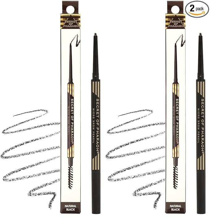 EBIN NEW YORK Micro Brow Pencil Natural Black | Ultra-Thin Tip for Precise Hair-Like Strokes | Defines Brows | Soft Smudging Brush | Water-Resistant & Cruelty-Free (Pack of 2)