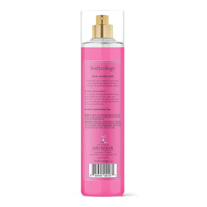 Bodycology Long-Lasting Fragrance Body Mist, Pink Vanilla Wish, 8 fl oz (Pack of 2)