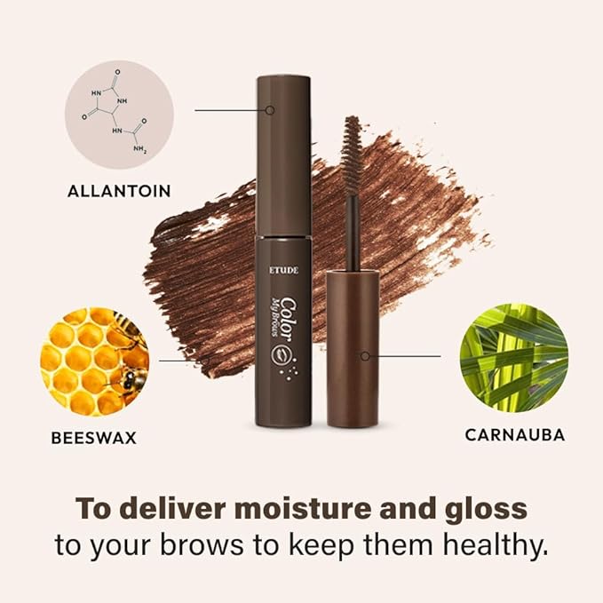 ETUDE Color My Brows Big Size, Brow Mascara, 3D Natural Coloring, Beeswax & Carnauba Wax, Moisturizing Brow Care, Eyebrow tint, Soft Gel Texture, Korean Makeup, Beauty, Light Brown (0.304 Fl Oz)