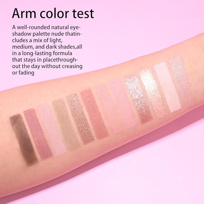 AMY'S DIARY Pink, Nude, and Shimmer Eyeshadow Palette Eye shadow Makeup,Rose Gold Eyeshadow Shimmer Glitter Eyeshadow Waterproof Pallete, Eye Make Up (12-02)
