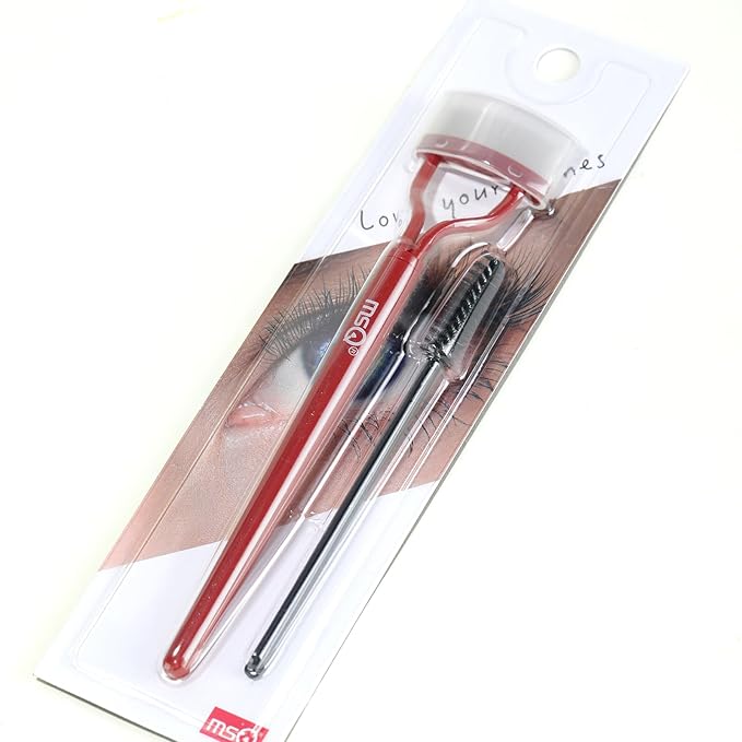 Eyelash Comb MSQ Eyelash Separator Mascara Applicator Eyelash Definer With Comb Cover Arc Designed Cosmetic Brushes Tool Red (1PCS)