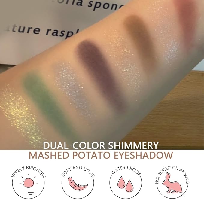 Mauve Champagne Two Color Matte Shimmer Glitter Eyeshadow Palette,Eye Shadow Powder Professional Long-Lasting Waterproof Makeup Palette,Easy-To-Apply and Compact for Travel,Vegan & Cruelty-Free