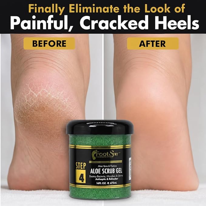 FOOT SPA Exfoliating Scrub Gel - Dual-Action Skin Resurfacing Treatment that Dissolves What Others Only Buff for a Truly Smooth, Hygienic Skin Surface to Finally Eliminate Painful, Cracked Heels 16 Oz