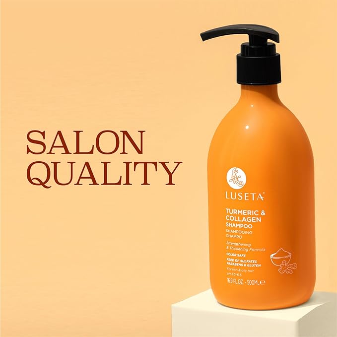 Luseta Hair Growth Shampoo with Turmeric & Collagen, Thickening Volumizing Shampoo for Women and Men with Thinning or Oily Hair, Color Safe, Sulfate and Paraben Free, 16.9 Oz