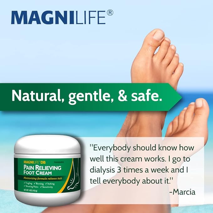 MagniLife DB Pain Relieving Foot Cream, 4 Oz Jar, Calming Relief for Burning, Tingling, Shooting & Stabbing in Feet & Legs, Moisturizing & Hydrating Foot Cream Suitable for Diabetic & Sensitive Skin