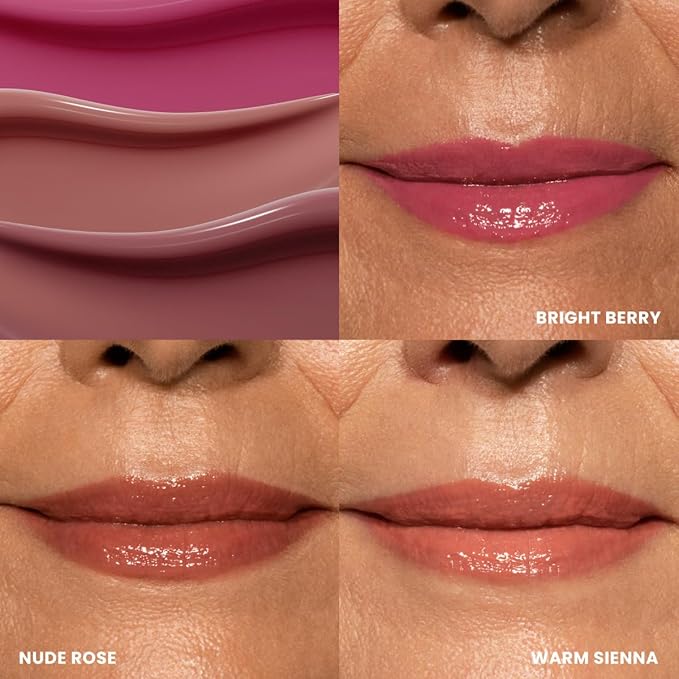 PRIME PROMETICS PrimeLip SPF 35 Lip Oil for Mature Women – UVA & UVB Shield – Intense, Long-Lasting Hydration – Vibrant Color & Non-Sticky, Shiny Gloss (Bright Berry)