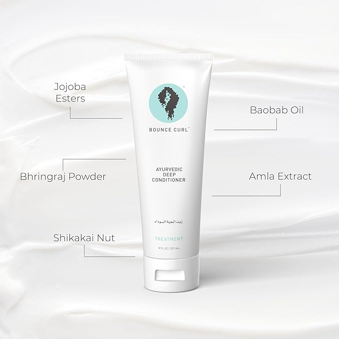 Bounce Curl Ayurvedic Deep Conditioner with Herbs and Oils for Hydration, Vegan, Cruelty-Free, Certified Organic (8oz)