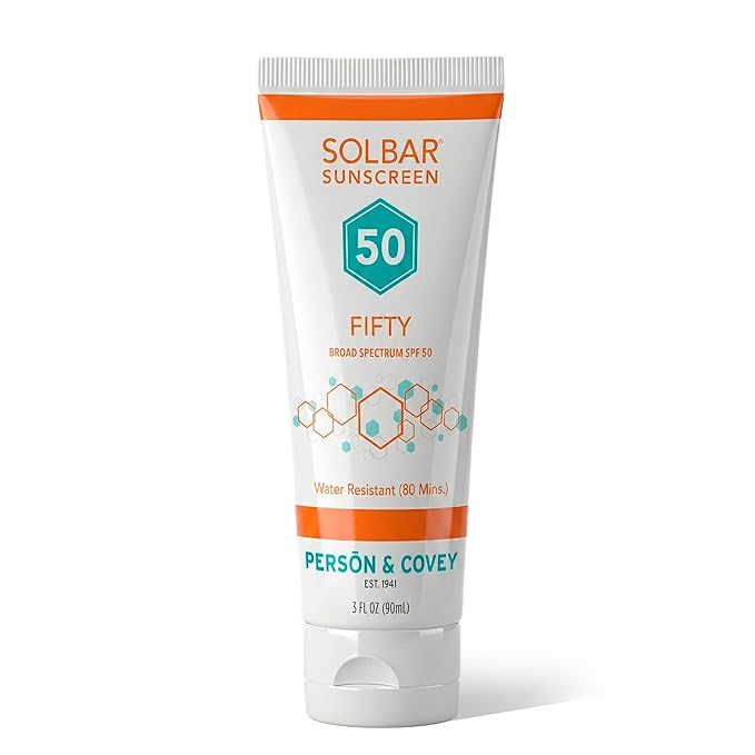 Solbar Fifty SPF 50 Sunscreen for Face & Body — Broad Spectrum SPF 50 Sun Cream, Water-Resistant 80 Minutes, Non-Comedogenic Travel Size 3 Fl. Oz., Fragrance Free