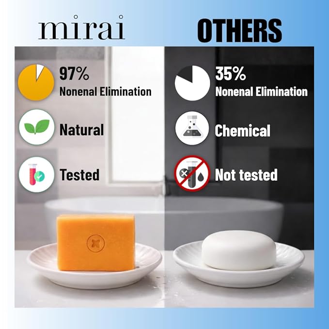 Mirai Clinical Persimmon Soap Bar for Body (100g) - Old People Smell and Nonenal® Odor Control with Japanese Persimmon and Green Tea Extract - Deodorant Soap Bar for Men & Women