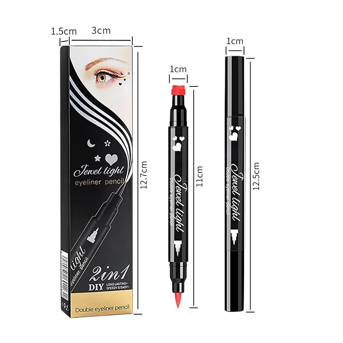 Erinde Red Liquid Eyeliner Stamp, Heart Eyeliner Stamp Makeup for Valentines Day Makeup, Waterproof Eyeliner Pen, Long-lasting Smudge-proof Eye Liner Tools, 1 PC