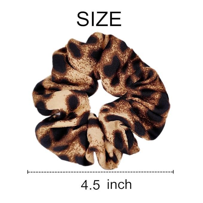 Sufermoe 6 Pcs Satin Silk Hair Scrunchies for Women and Girls, 4.5 inch, Leopard color