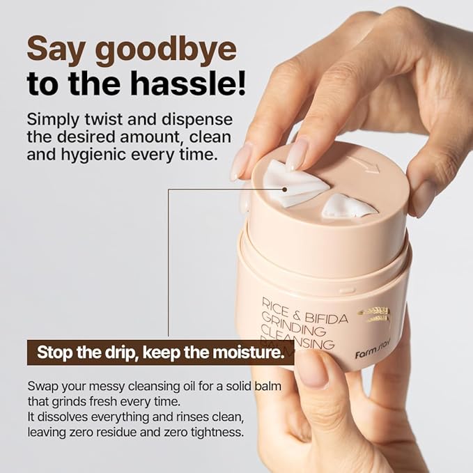 FARMSTAY Rice & Bifida Grinding Cleansing Balm | Twist up Face Makeup Remover Cleanser | Zero Irritation Hydrate and Nourish for All Skin Types Sensitive, 1.69 fl oz