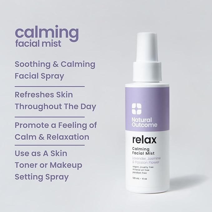 natural outcome Calming Face Mist and Setting Spray - Aromatherapy Face and Body Mist, Relaxing Pillow Mist with 100% Pure Lavender - 4 oz