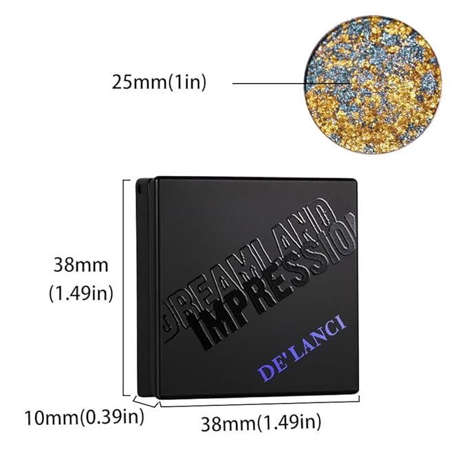 Multichrome Shimmer Eyeshadow, Intense Pigmentation Gold Silver Chameleon Sparkling Eyeshadow, Bright Highlighter Duochrome Eye Make Up, Multi-Reflective Finishes Glitter Metallic Shade, Talc Free, 08