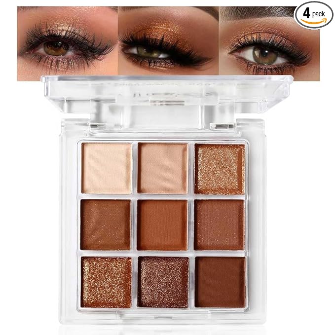 9 Color Brown Eyeshadow Palette - Rose Gold Dark Brown Bronze Naked Matte & Glitter Shades, Long-Lasting, Waterproof & Blendable, Natural Nude Eye Shadow Set sombras para ojos (Chocolate)
