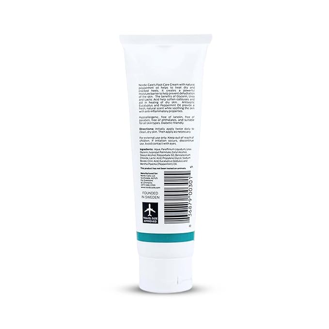Nordic Care peppermint Foot Care Cream - Intensive Repair Foot Cream With Eucalyptus & peppermint Oil For Dry Feet & Cracked Heels, Foot Care Cream Provide Deep Hydration | (6 oz, Pack of 1)