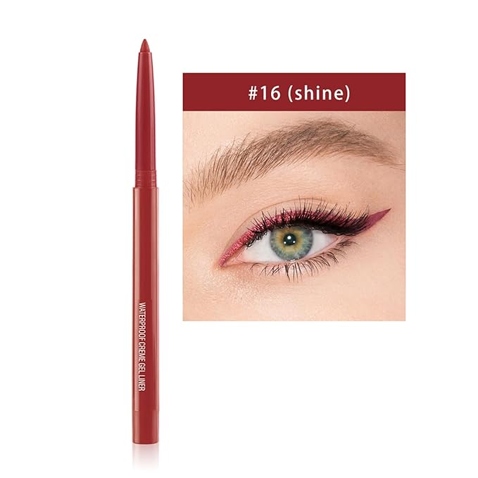Eyeliner Pencil, Waterproof Eyeliner Long-lasting, Red-Shine Eyeliners, High-Pigmented Colorful Eyeliners Easy To Use Eye Liner Pen for Women