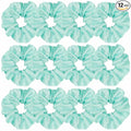 12 Pcs Satin Silk Scrunchies Soft Ties Fashion Bands Bow Ropes Elastic Bracelets Ponytail Holders Accessories for Women and Girls (4.5 Inch, Blue Green)