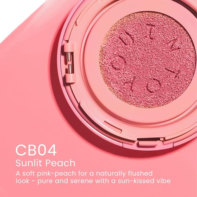 INTO YOU Cream Blush Air Cushion for Cheeks Eyes, Moisturizing, Lightweight, Dewy Finish Face Makeup, Long Wearing, Buildable, Blendable, Pigmented Liquid Blush, for All Skin Tones, Sunlit Peach