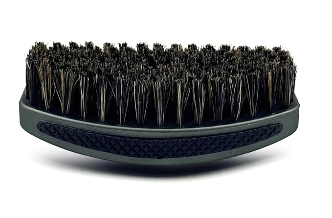 New Steel Gatling MEDIUM - Tangerine Logo Mixed Boar Bristle Curved Hairbrush - Non-Slip Rubber Grips, Waterproof, Debossed Logo, Indestructible Body, CQP Caesar 2.0 - The Ultimate 360 Wave Brush