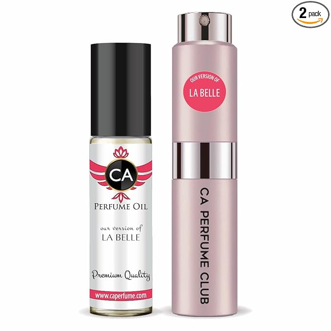 CA Perfume Duo Impression of La Belle For Women Perfume Layering Set Long Lasting Travel Size EDP + Body Oil Roll-On Bottle 0.27 Fl Oz+0.33 Fl Oz