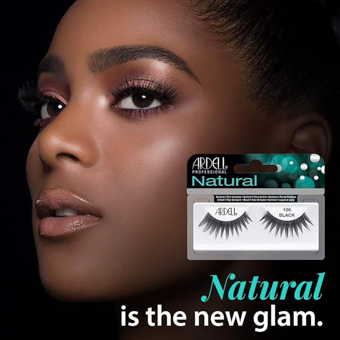 Ardell False Eyelashes 106 - Black, Lightweight Strip Lashes Natural Volume & Length for Everyday Wear, 4 Pack