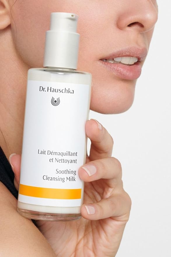 Dr. Hauschka Soothing Cleansing Milk, Sensitive Skin pH Balanced Facial Cleanser & Make Up Remover for all skin types, Certified Natural, 4.9 Fl Oz