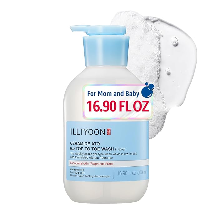 Illiyoon Ceramide Ato 6.0 Top to Toe Wash - Mild Cleanser for Baby body, 16.9 Fl Oz (500ml)