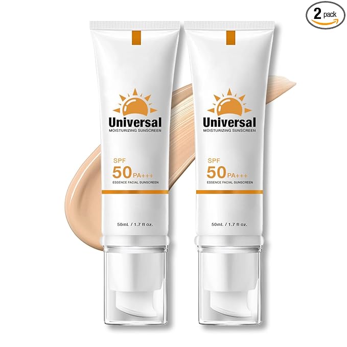Tinted Sunscreen For Face SPF 50,Universal Protector Solar 50 Face Sunscreen Moisturizer,No Sticky,Suitable for all Skin Types,50ml,2pcs